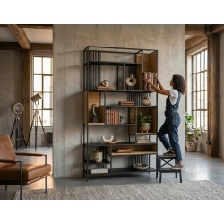 REGAŁ NA KSIĄŻKI METALOWE DREWNO LITE DĄB JESION OLCHA RNK-142